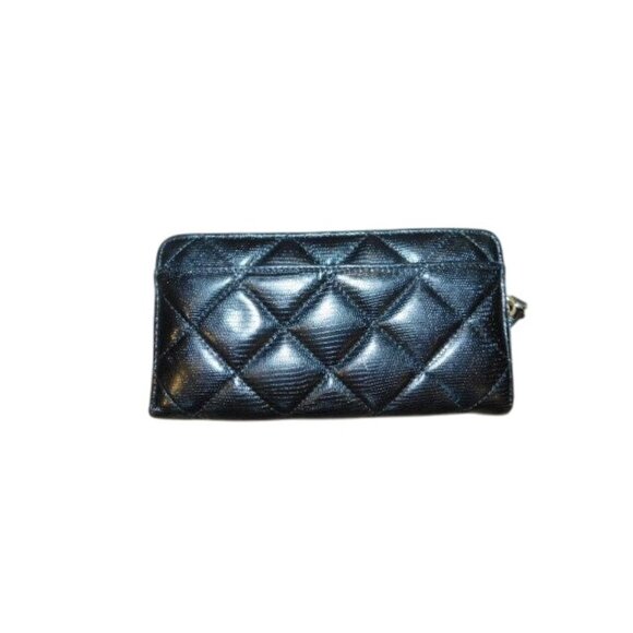 Kate Spade Large Zip Around Black Quilted Leather Clutch Wallet - Picture 2 of 3